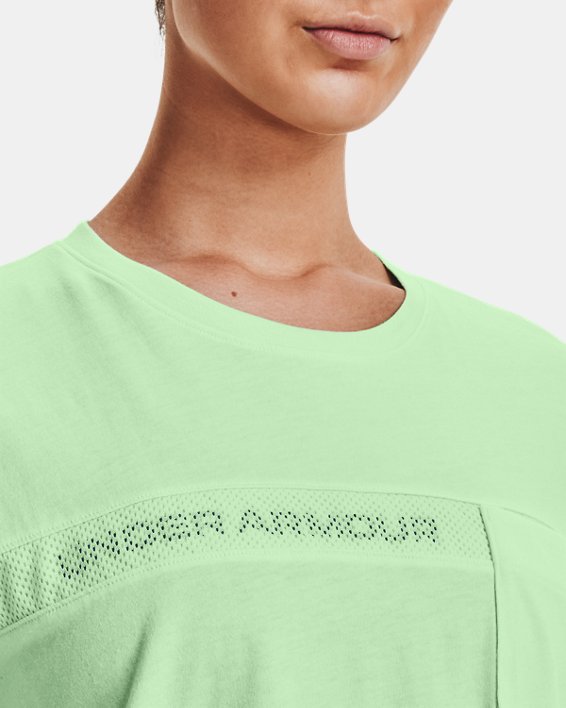 Women's UA Pocket Mesh Graphic Short Sleeve, Green, pdpMainDesktop image number 3